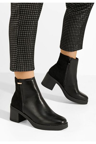 B T Shoes Black Badria chunky heel ankle boots