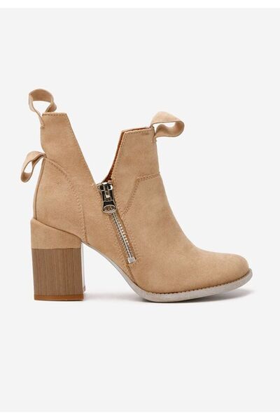 B T Shoes Botine cu toc Iriel kaki