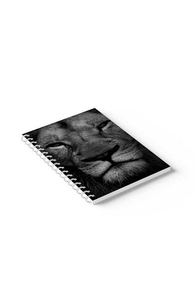 LOWHA Spiral Notebook with Front and Back Hard Covers Featuring Lion Design