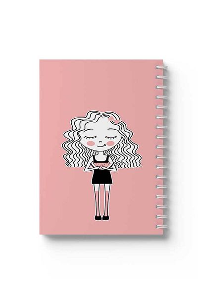 LOWHA Spiral Notebook with Front and Back Hard Covers Featuring Girl with Wtermelon Design