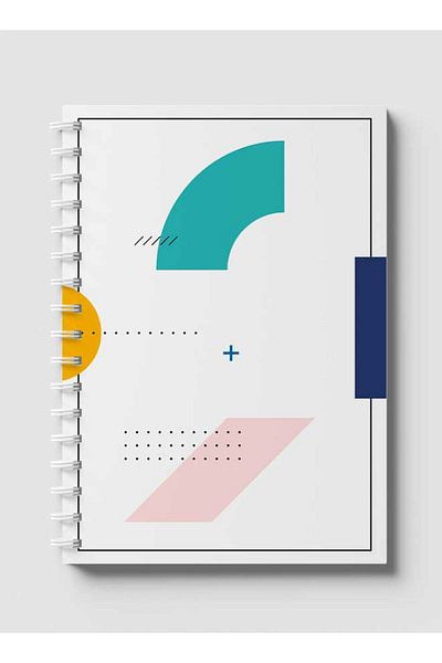 LOWHA Spiral Notebook with Front and Back Hard Covers Featuring Geometric Design