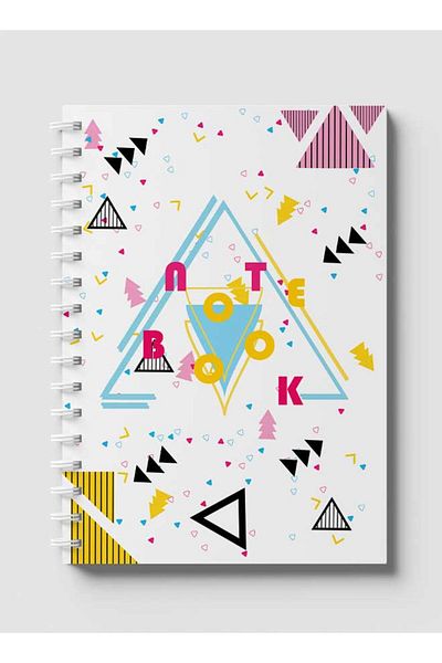 LOWHA Spiral Notebook with Front and Back Hard Covers Featuring Retro Geometric Design