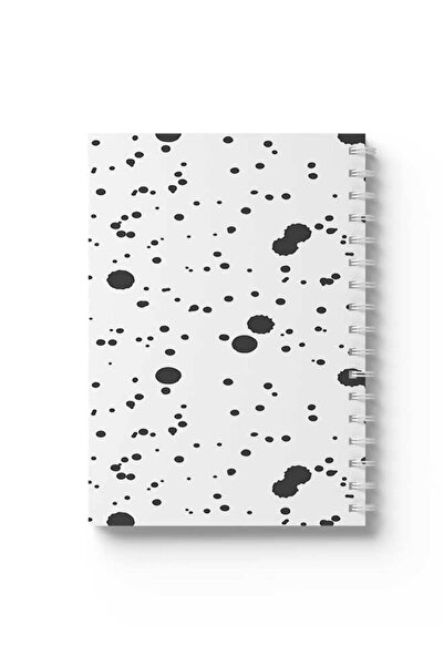 LOWHA دفتر ملاحظات حلزوني مع غلافين أمامي وخلفي صلبين بتصميم بقع سوداء