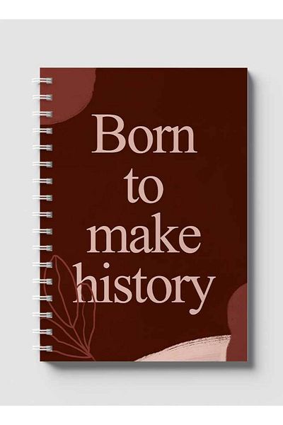 LOWHA Spiral Notebook with Front and Back Hard Covers Featuring Born Make History Design