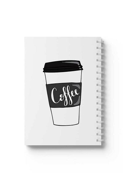 LOWHA Spiral Notebook with Front and Back Hard Covers Featuring Coffee Design