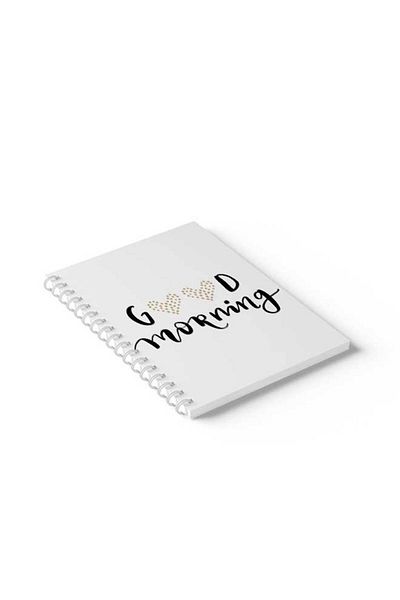 LOWHA Spiral Notebook with Front and Back Hard Covers Featuring Good Morning Design