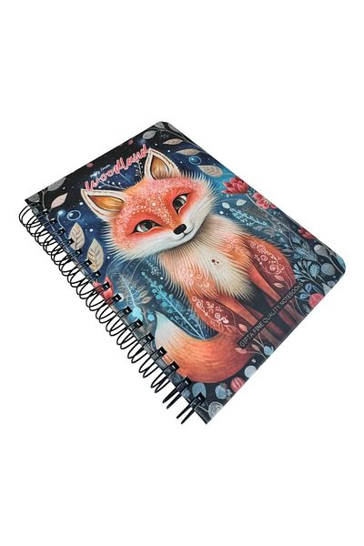 Polin Woodland Notepad, A6 Size, 96 Sheets Unlined, Spiral, Hard Cover, Cute Animal Pattern