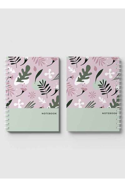 LOWHA دفتر ملاحظات حلزوني مع غلافين أمامي وخلفي صلبين بتصميم زهري وردي