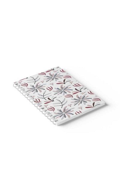 LOWHA Spiral Notebook with Front and Back Hard Covers Featuring Floral Pattern Design