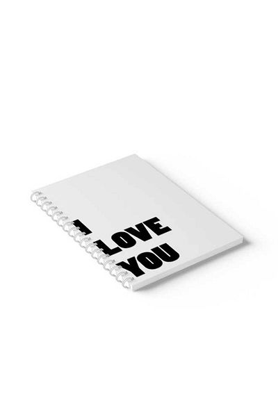 LOWHA Spiral Notebook with Front and Back Hard Covers Featuring I Love You Design
