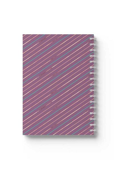 LOWHA Spiral Notebook with Front and Back Hard Covers Featuring Stripes Design