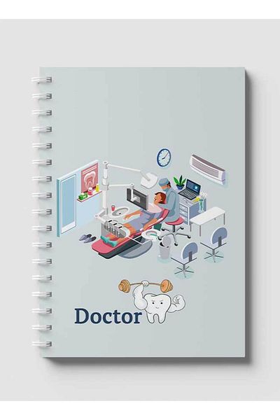 LOWHA Spiral Notebook with Front and Back Hard Covers Featuring Doctor in English Design