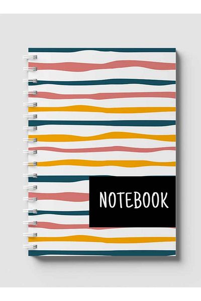 LOWHA Spiral Notebook with Front and Back Hard Covers Featuring Colorful Striped Design