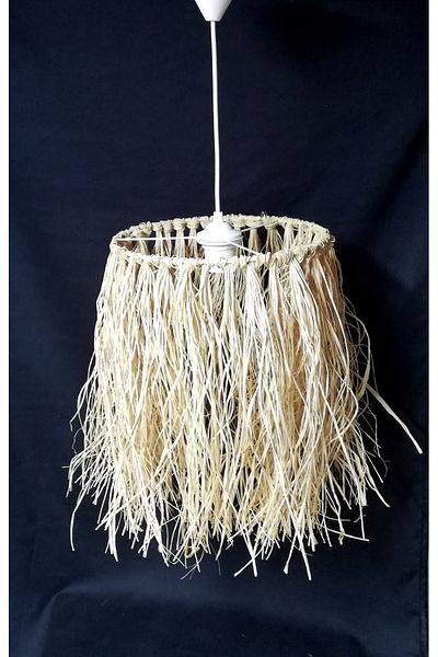 TEKAY AYDINLATMA Wicker Fringed Decorative Raffia Bohemian Pendant Lamp Rustic Chandelier