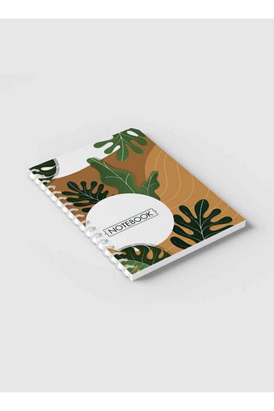 LOWHA Spiral Notebook with Front and Back Hard Covers Featuring Leaves Design