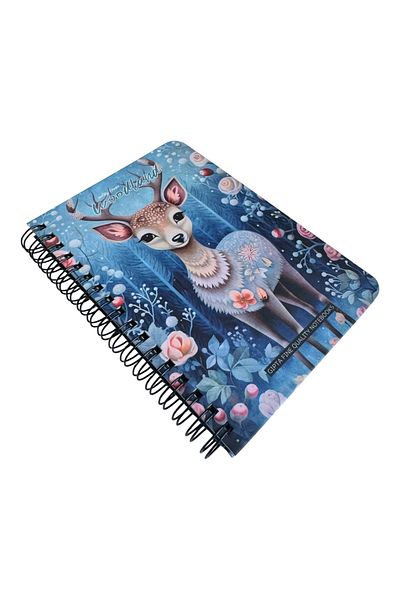 Polin Woodland Notepad, A6 Size, 96 Sheets Unlined, Spiral, Hard Cover, Cute Animal Pattern
