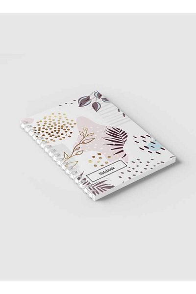 LOWHA Spiral Notebook with Front and Back Hard Covers Featuring Abstract Floral Design
