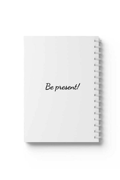 LOWHA Spiral Notebook with Front and Back Hard Covers Featuring Be Present Design