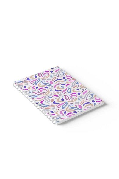 LOWHA Spiral Notebook with Front and Back Hard Covers Featuring Qolourful Shapes Design