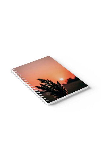 LOWHA Spiral Notebook with Front and Back Hard Covers Featuring Plan with Sun Design