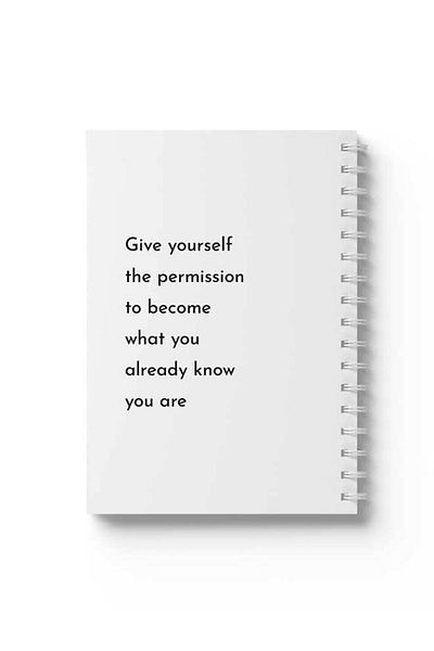 LOWHA Spiral Notebook with Front and Back Hard Covers Featuring Give Yourself the Permission Design