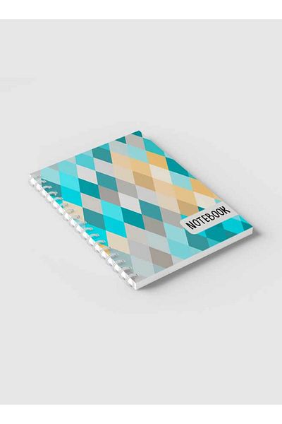 LOWHA Spiral Notebook with Front and Back Hard Covers Featuring Seamlesss Rhombuses Design