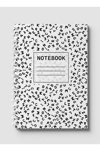 LOWHA Spiral Notebook with Front and Back Hard Covers Featuring Letters Design