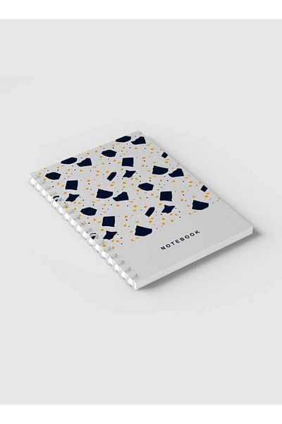 LOWHA Spiral Notebook with Front and Back Hard Covers Featuring Terrazzo Style Design