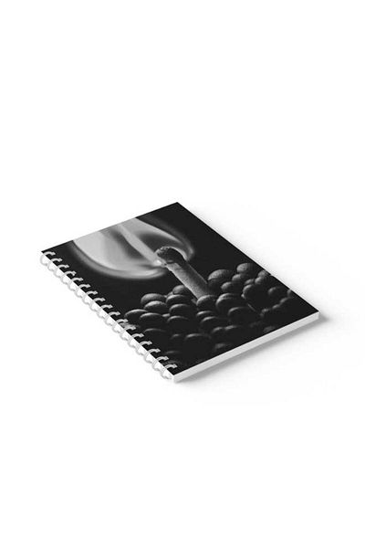 LOWHA Spiral Notebook with Front and Back Hard Covers Featuring Burn Design