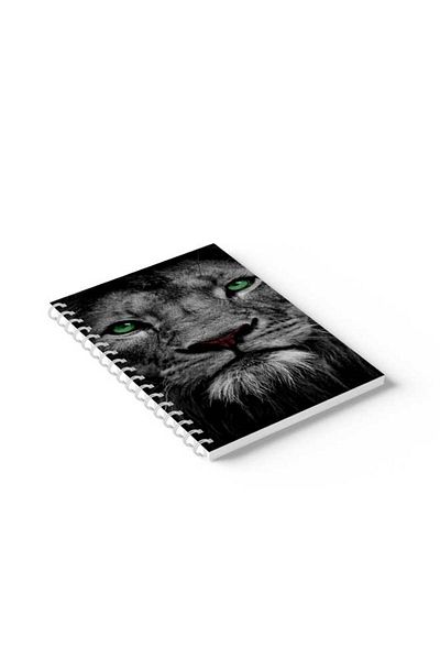 LOWHA Spiral Notebook with Front and Back Hard Covers Featuring Lion Design