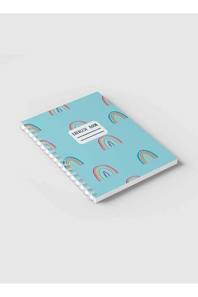 LOWHA Spiral Notebook with Front and Back Hard Covers Featuring Rainbow Doodle Design