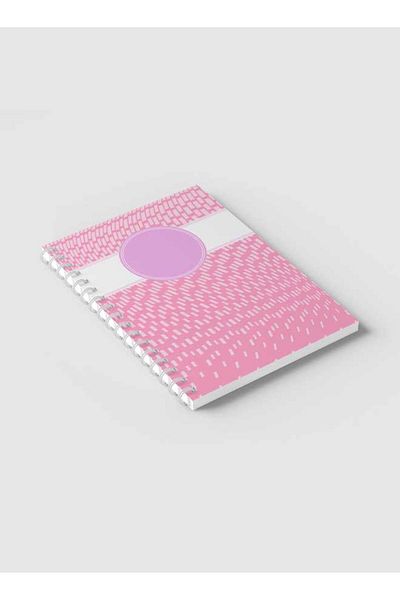 LOWHA Spiral Notebook with Front and Back Hard Covers Featuring Abstract Pink & White Cube Design