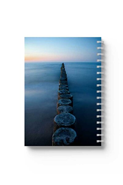 LOWHA دفتر ملاحظات حلزوني مع غلافين أمامي وخلفي صلبين بتصميم بحري