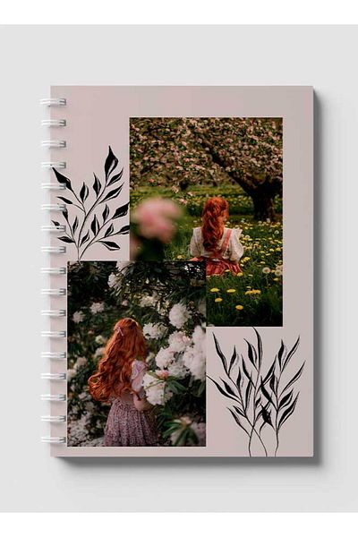 LOWHA Spiral Notebook with Front and Back Hard Covers Featuring Girl in Grove Design