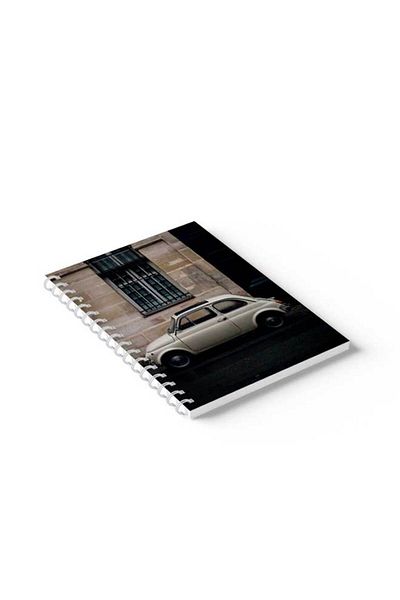 LOWHA Spiral Notebook with Front and Back Hard Covers Featuring Classic Car Design