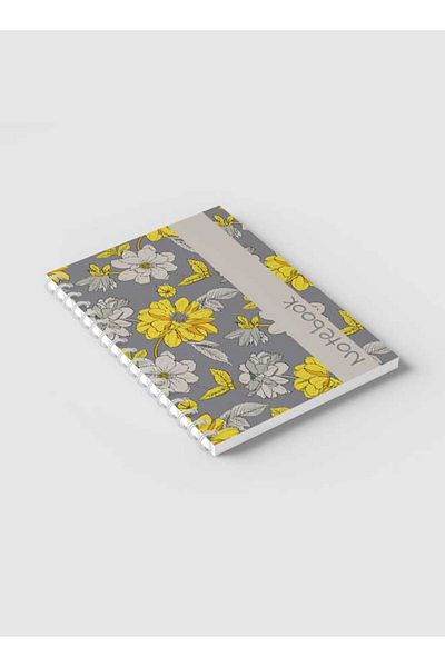 LOWHA Spiral Notebook with Front and Back Hard Covers Featuring Abstract Floral Vector Design