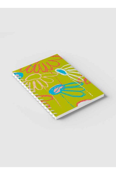 LOWHA Spiral Notebook with Front and Back Hard Covers Featuring Echinacea Flower Design