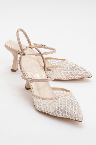 CCWAY AYAKKABI Women's Mesh Heeled Shoes with Elastic Back Ten Rugan