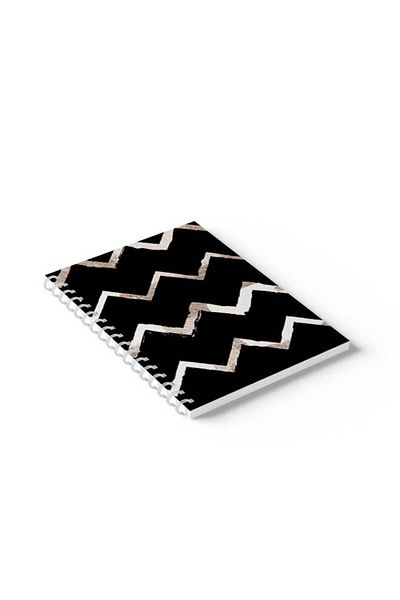 LOWHA Spiral Notebook with Front and Back Hard Covers Featuring Zig Zag Design