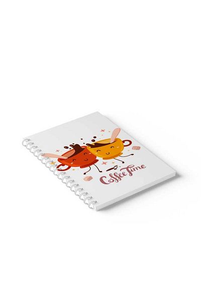 LOWHA Spiral Notebook with Front and Back Hard Covers Featuring Coffee Time Design