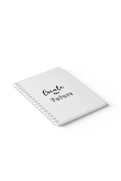 LOWHA Spiral Notebook with Front and Back Hard Covers Featuring Create the Future Design