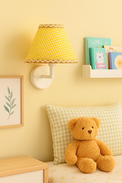 oceanpoint Pastel Yellow Fabric Hat Sconce, Rustic Wall Lamp, Handcrafted Lighting, 20X14 cm