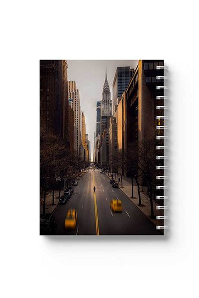 LOWHA Spiral Notebook with Front and Back Hard Covers Featuring Streets Design