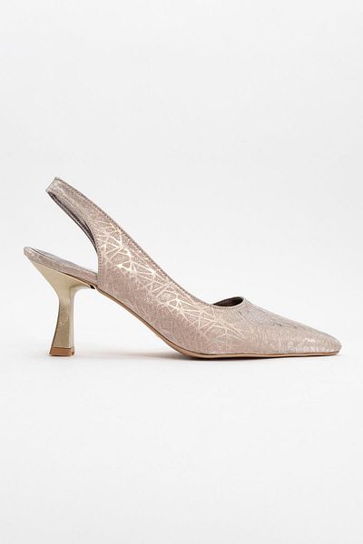 CCWAY AYAKKABI Women's High Heel Shoes Gold Triangle