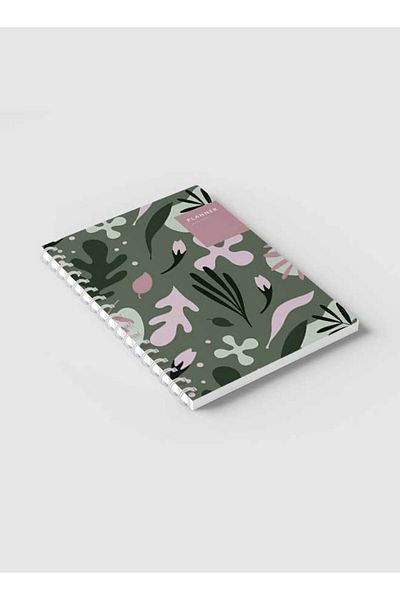 LOWHA Spiral Notebook with Front and Back Hard Covers Featuring Floral Planner Design