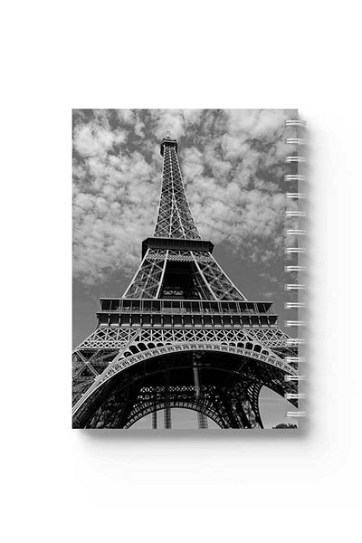 LOWHA Spiral Notebook with Front and Back Hard Covers Featuring Eiffel Tower Design