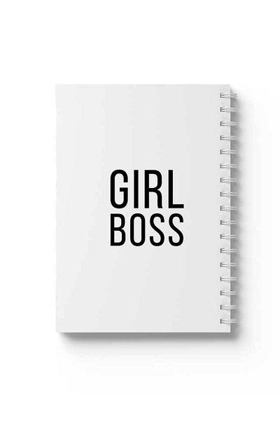LOWHA Spiral Notebook with Front and Back Hard Covers Featuring Girl Boss Design
