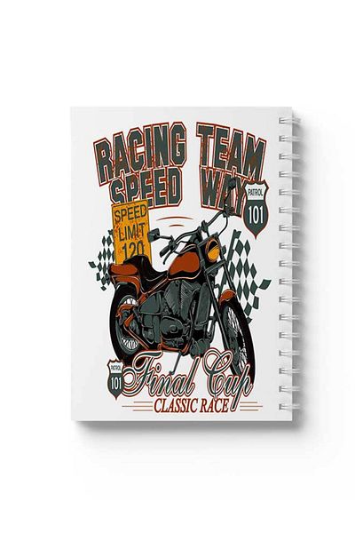 LOWHA Spiral Notebook with Front and Back Hard Covers Featuring Racing Team Design