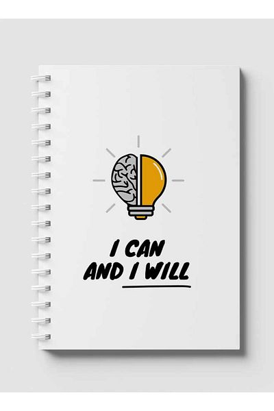 LOWHA Spiral Notebook with Front and Back Hard Covers Featuring I Can And I Will Design