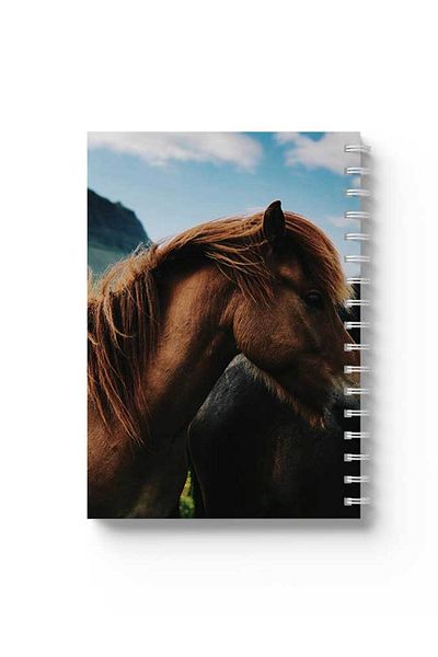 LOWHA Spiral Notebook with Front and Back Hard Covers Featuring Horse Design